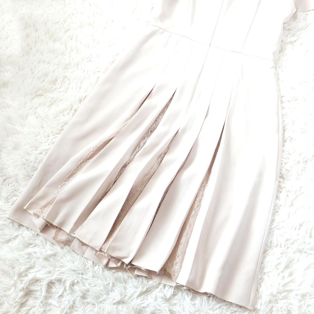 ◆マックスマーラ◆美品◆カタログ掲載◆桜色ジョーゼットレースプリーツワンピース