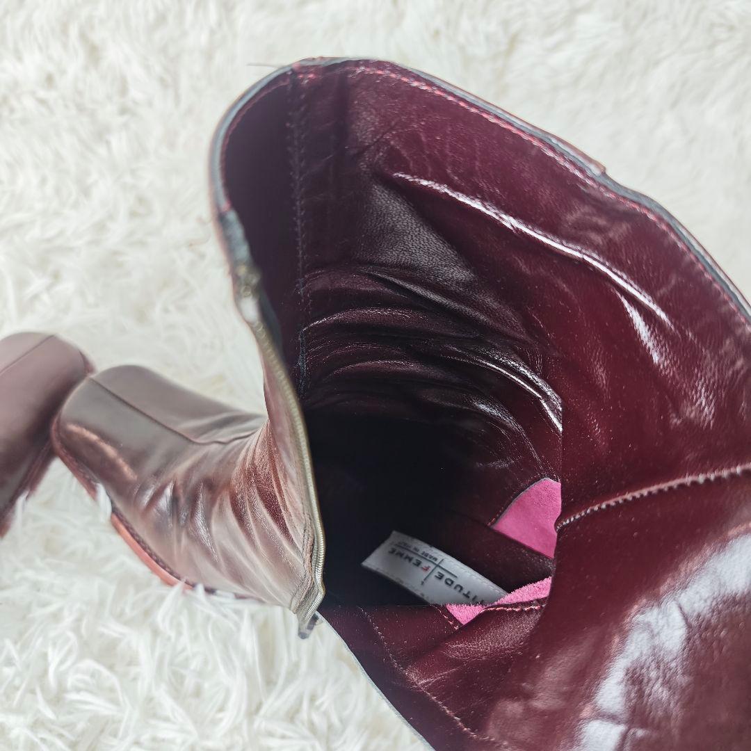 【外観美品】イタリア製　LATITUDE FEMME 本革ショートブーツ38