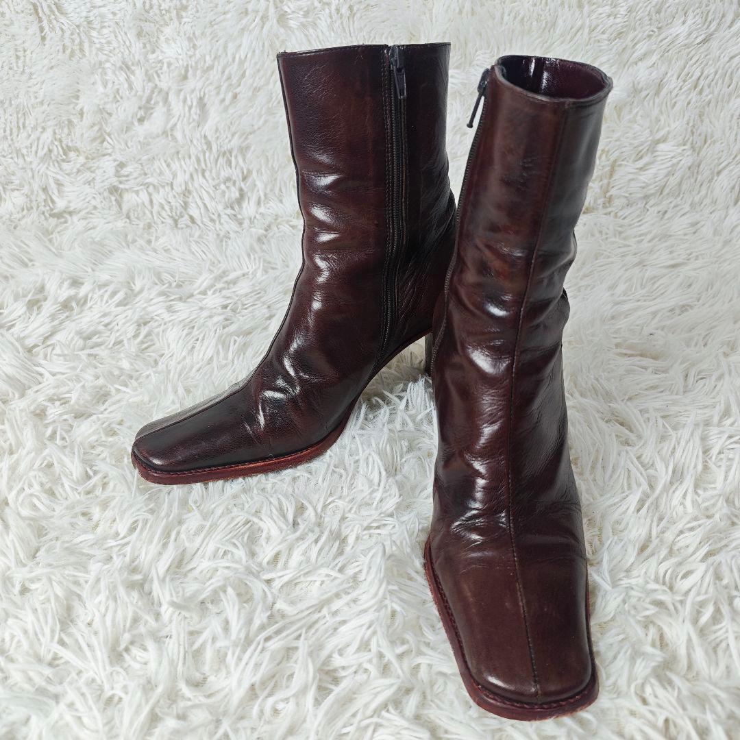 【外観美品】イタリア製　LATITUDE FEMME 本革ショートブーツ38