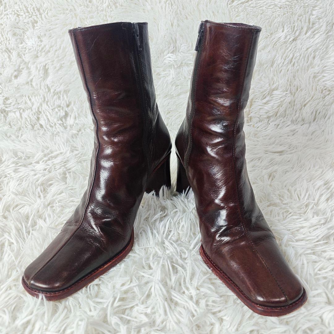【外観美品】イタリア製　LATITUDE FEMME 本革ショートブーツ38