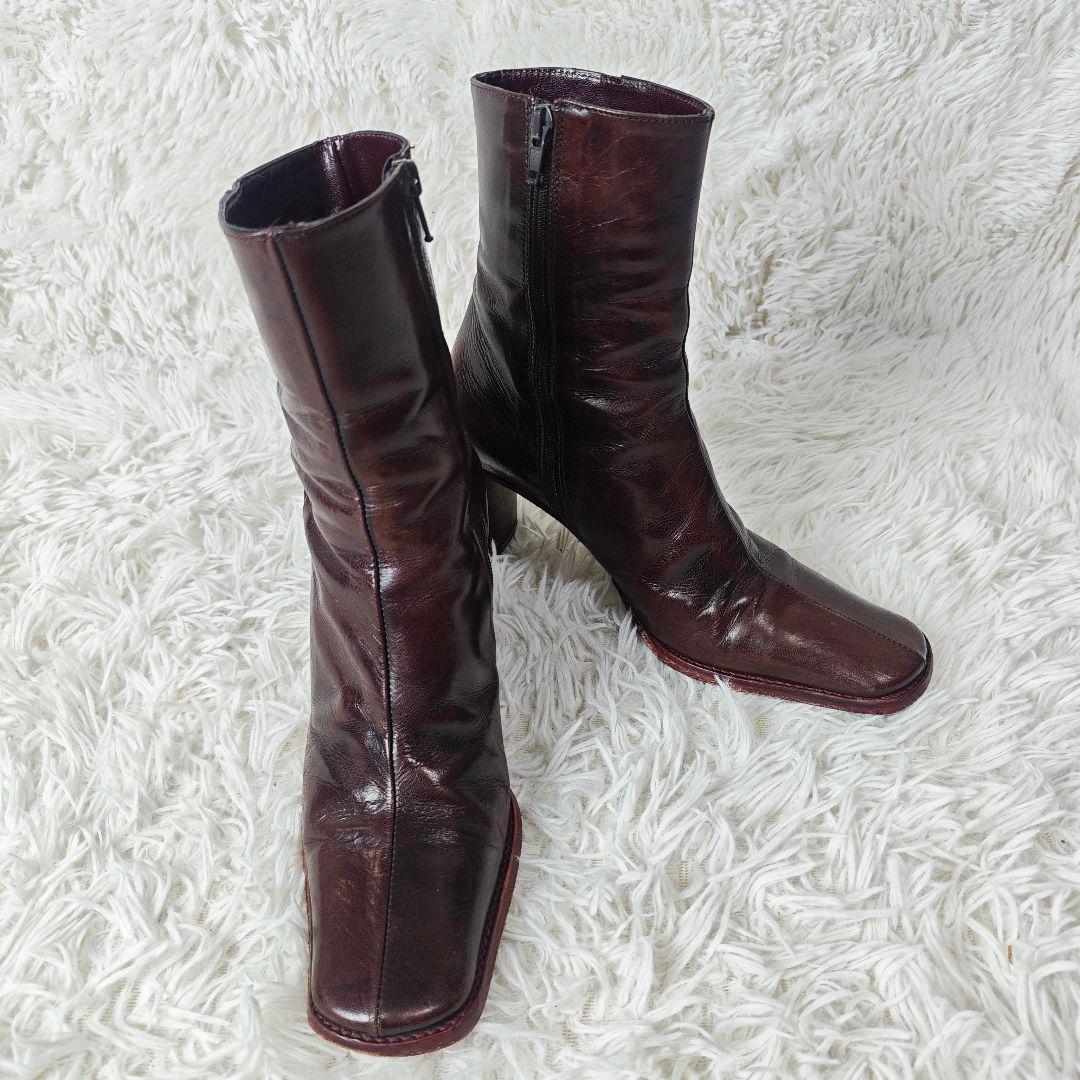 【外観美品】イタリア製　LATITUDE FEMME 本革ショートブーツ38