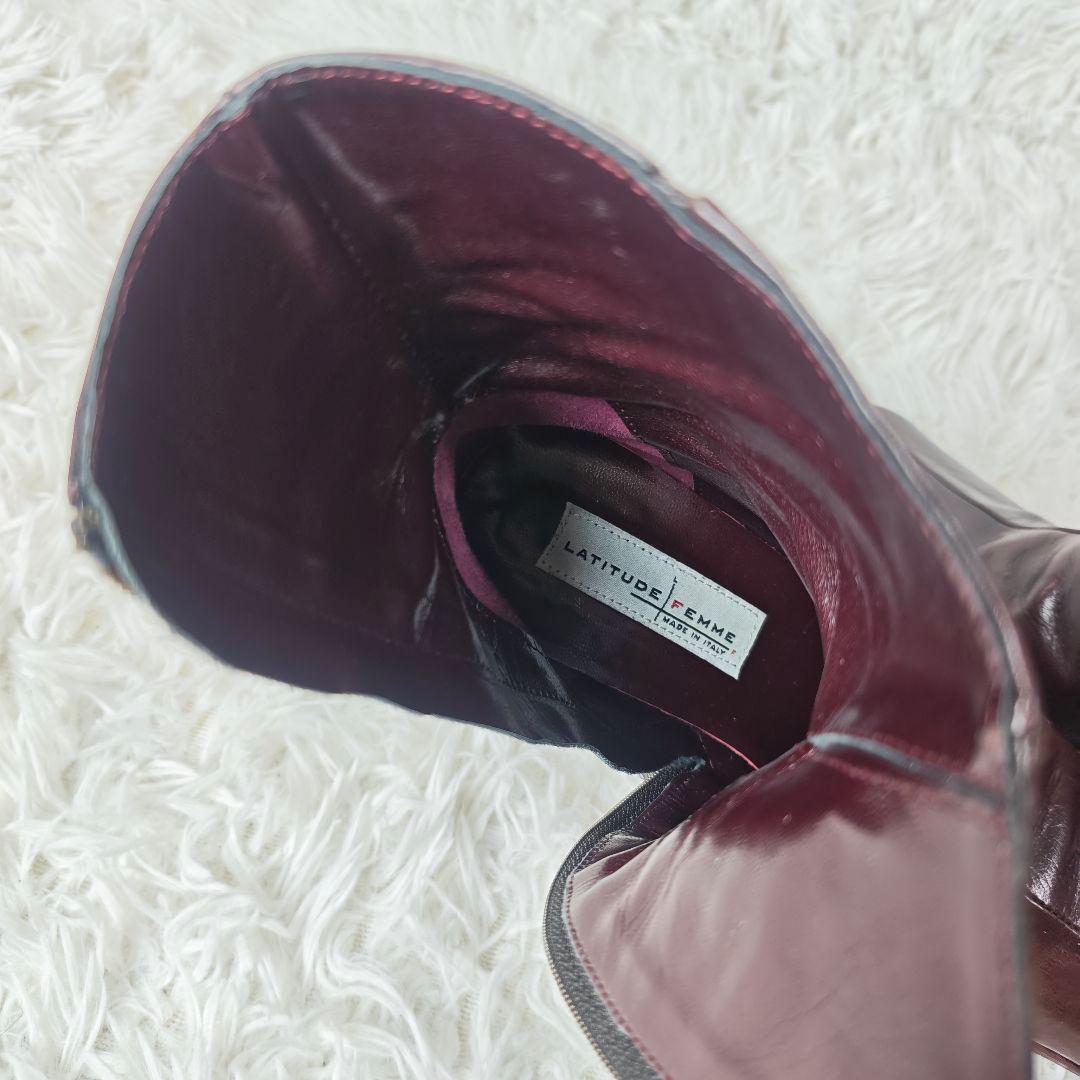 【外観美品】イタリア製　LATITUDE FEMME 本革ショートブーツ38
