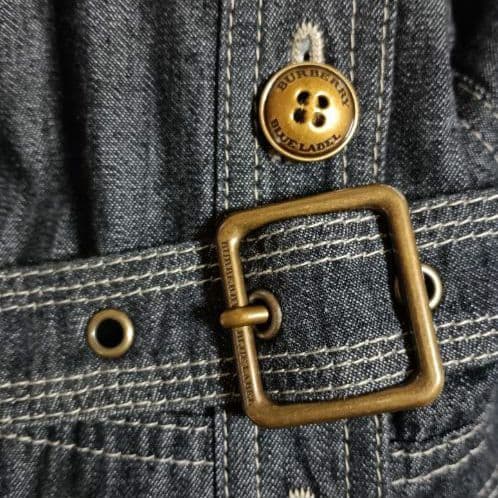 美品　バーバリーブルーレーベル　デニム　ノースリーブワンピース　ベルト付き　38