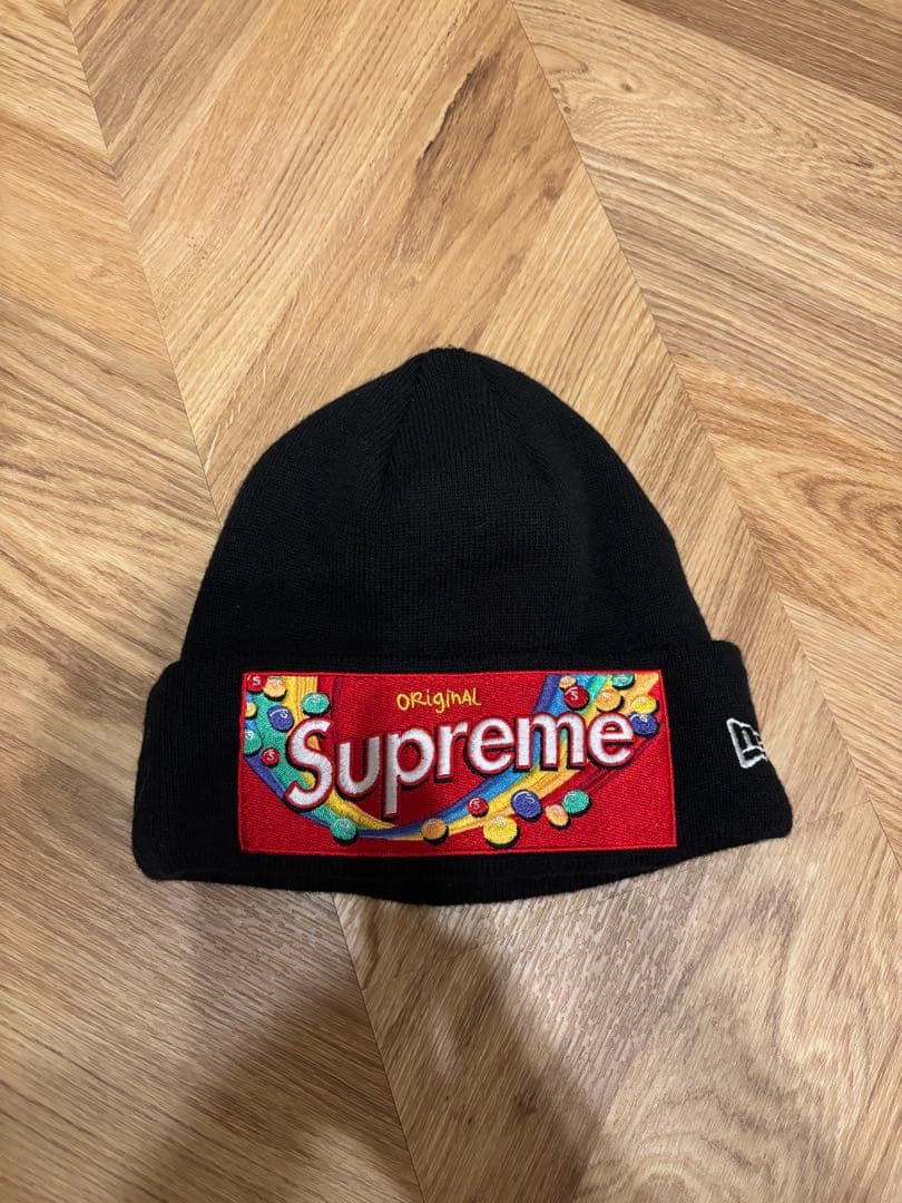 Supreme 黒 ビーニー ニット帽