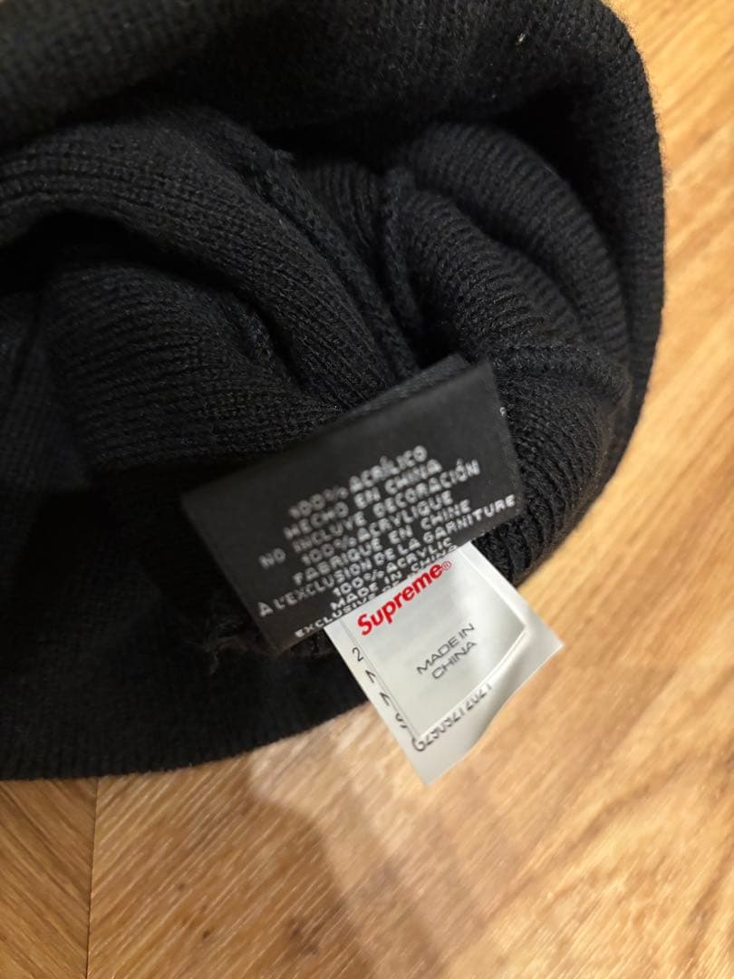 Supreme 黒 ビーニー ニット帽