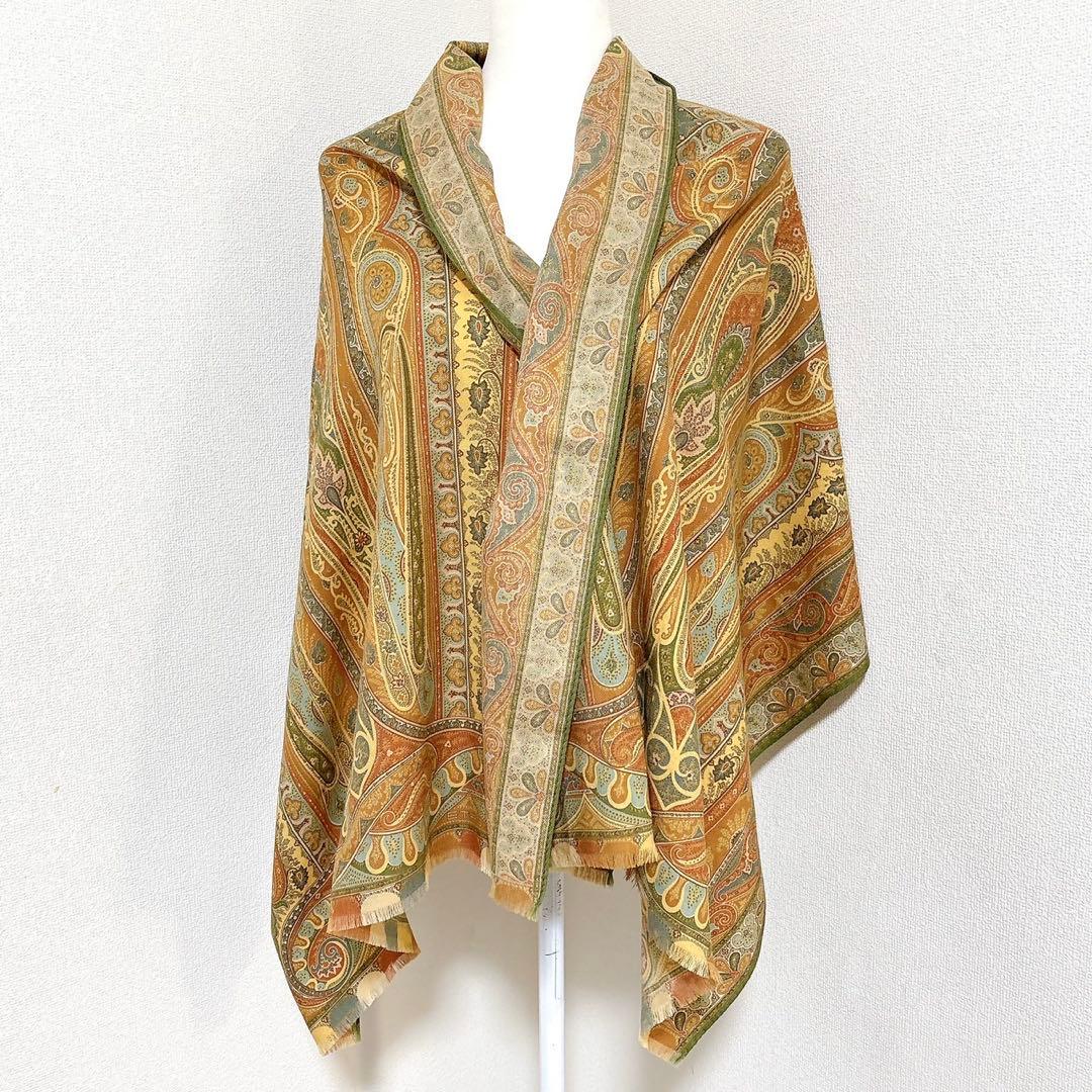 ETRO エトロ ペイズリー　ストール ウール混シルク 大判スカーフ　イタリア製