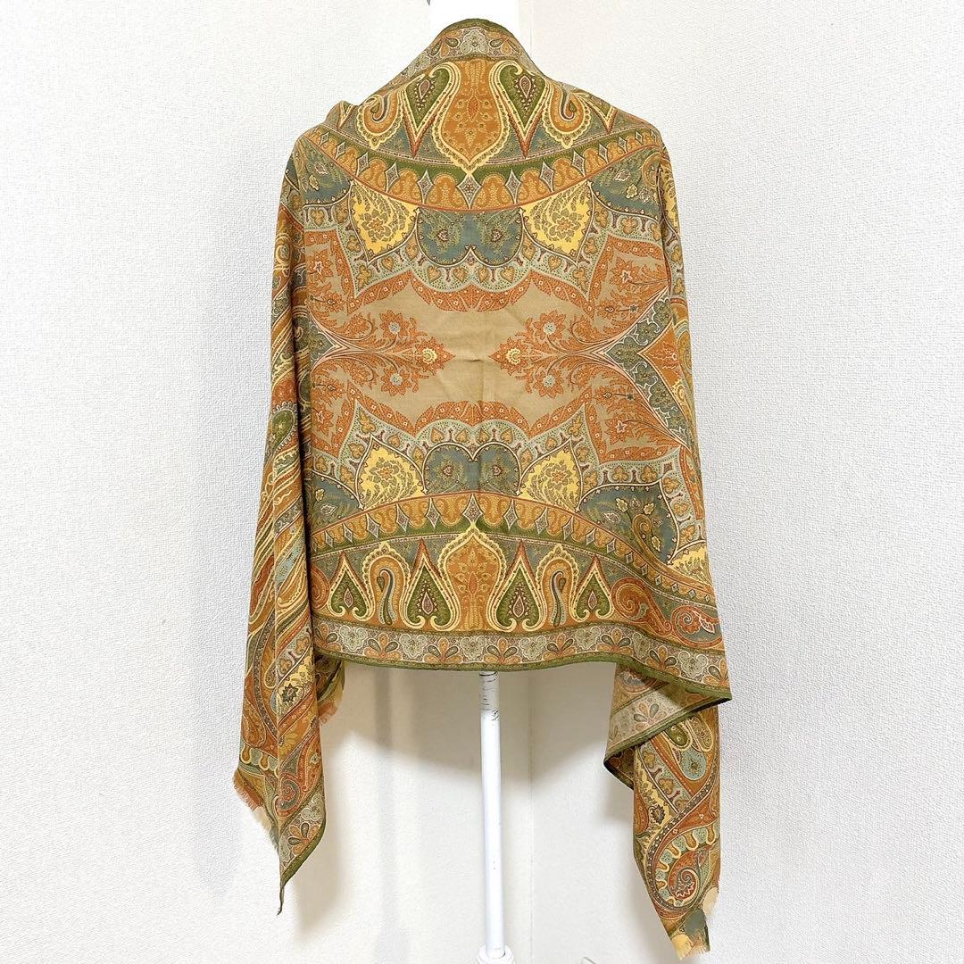 ETRO エトロ ペイズリー　ストール ウール混シルク 大判スカーフ　イタリア製