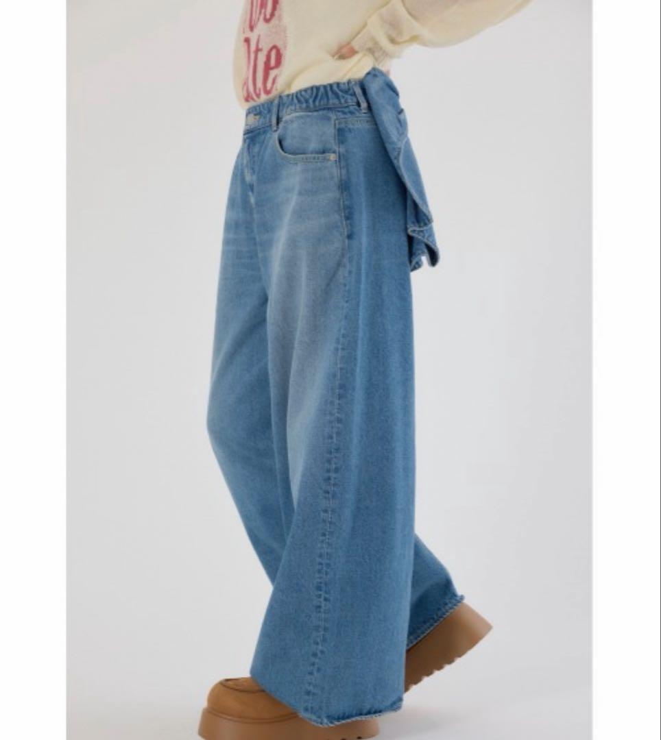 週末限定リボン付きワイドレッグ大人気のデニム 可愛いRODEO CROWNS新品