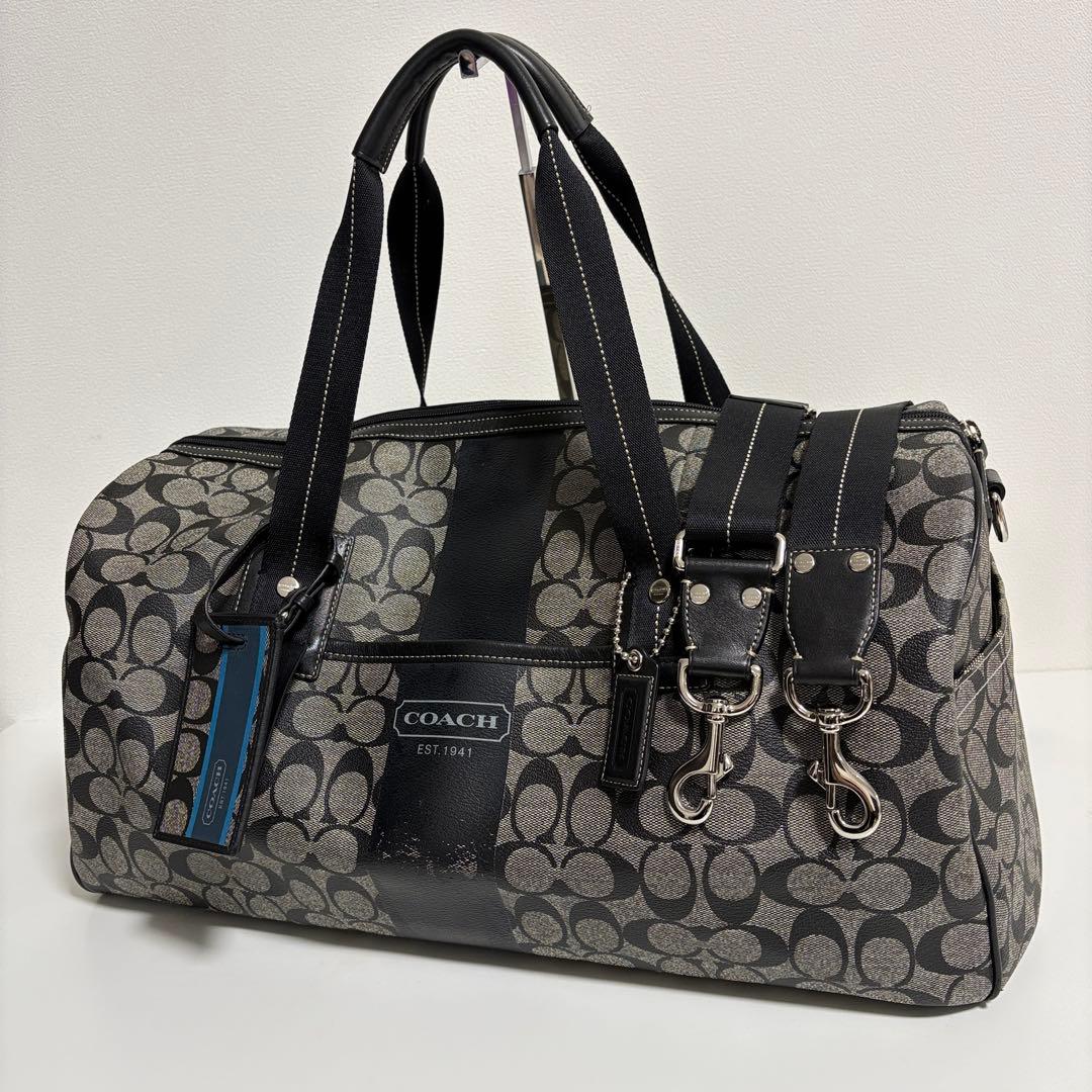 極美品 COACH コーチ 2way ボストンバッグ シグネチャー PVC