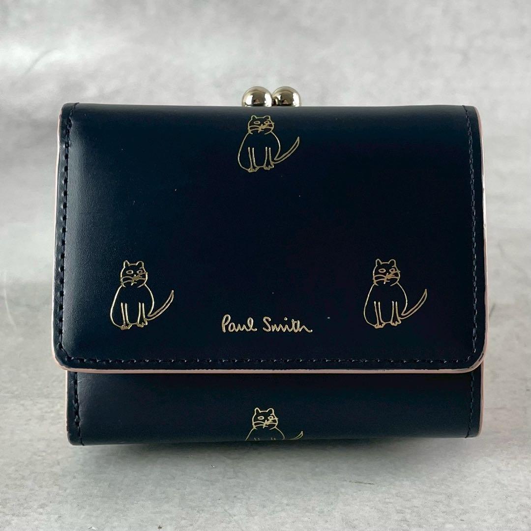 Paul Smithポールスミス がま口キャットドゥードル3つ折り財布ミニ財布猫
