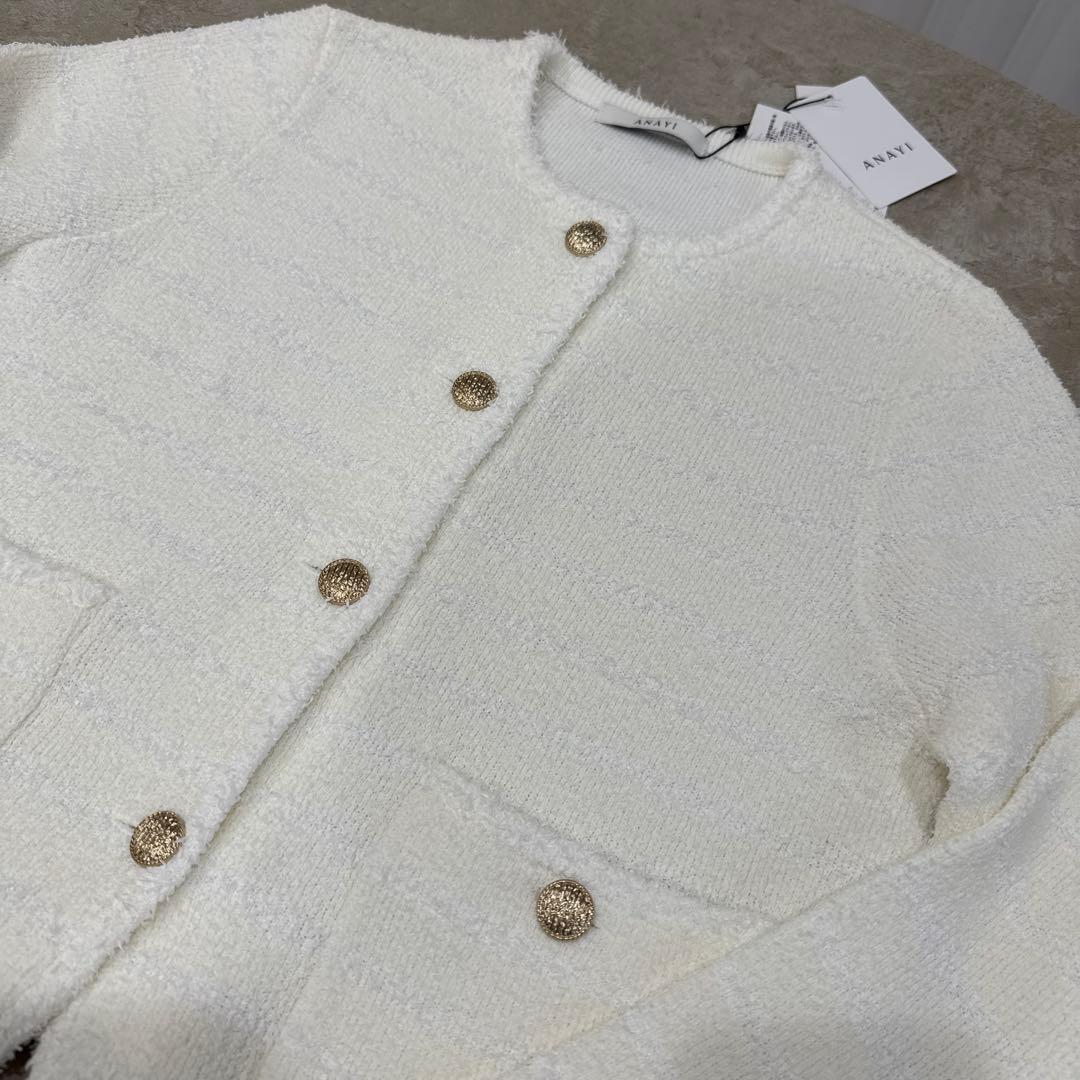 【新品】ANAYI ペーパーシャギーモール ジャケット カーディガン