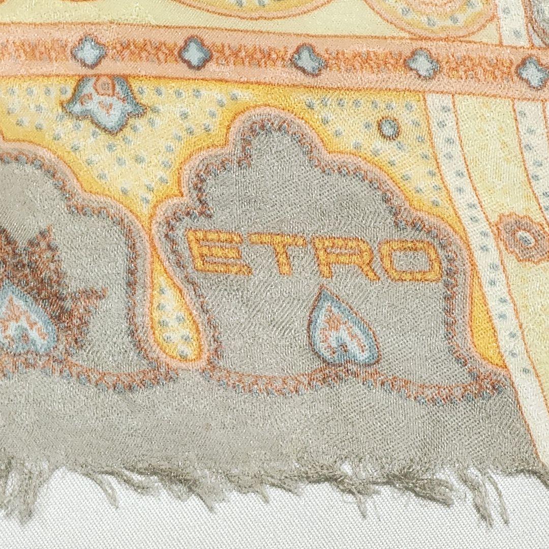 ★ETRO★ ストール シフォン ペイズリー柄 シルク オレンジ.