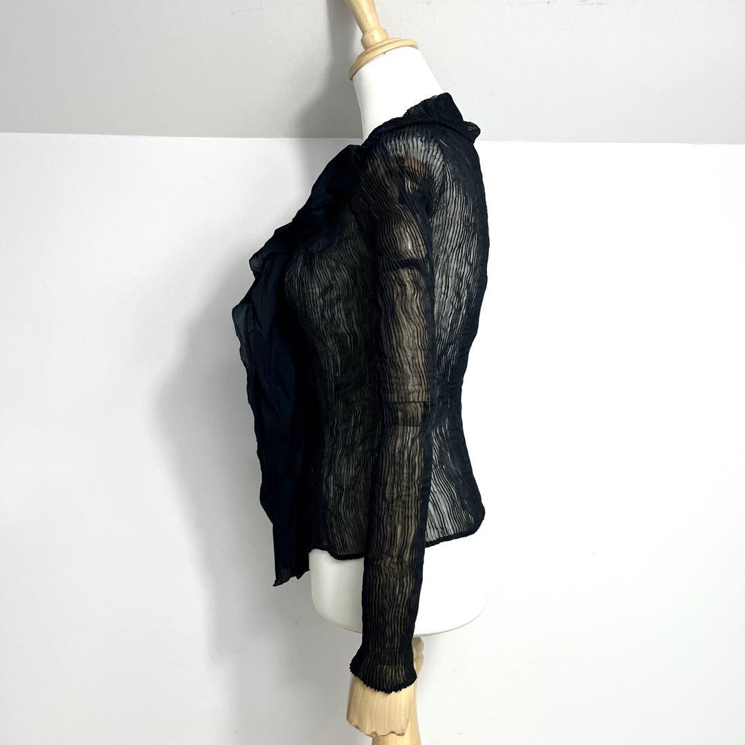 ISSEY MIYAKE フリル　変形プリーツカーディガン　ブラック　黒