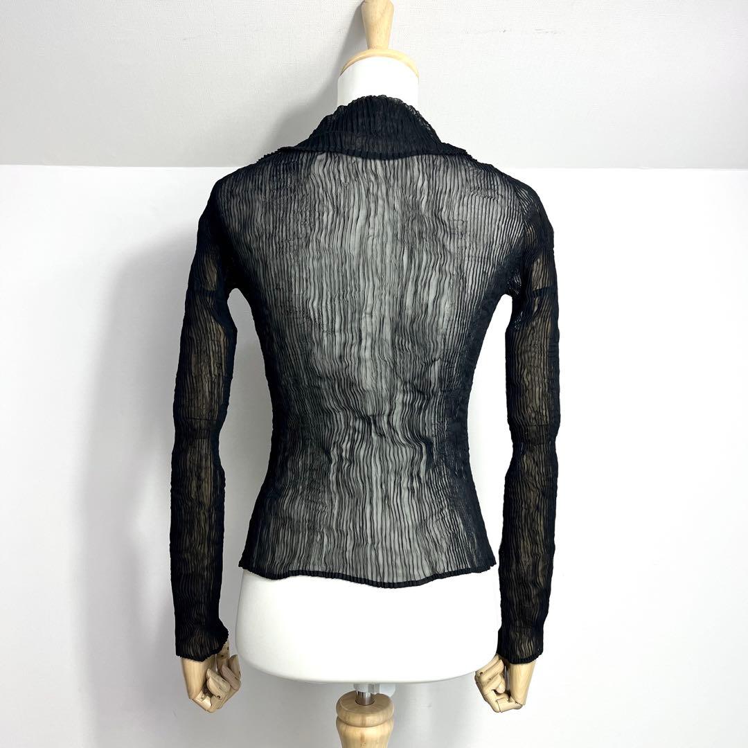 ISSEY MIYAKE フリル　変形プリーツカーディガン　ブラック　黒