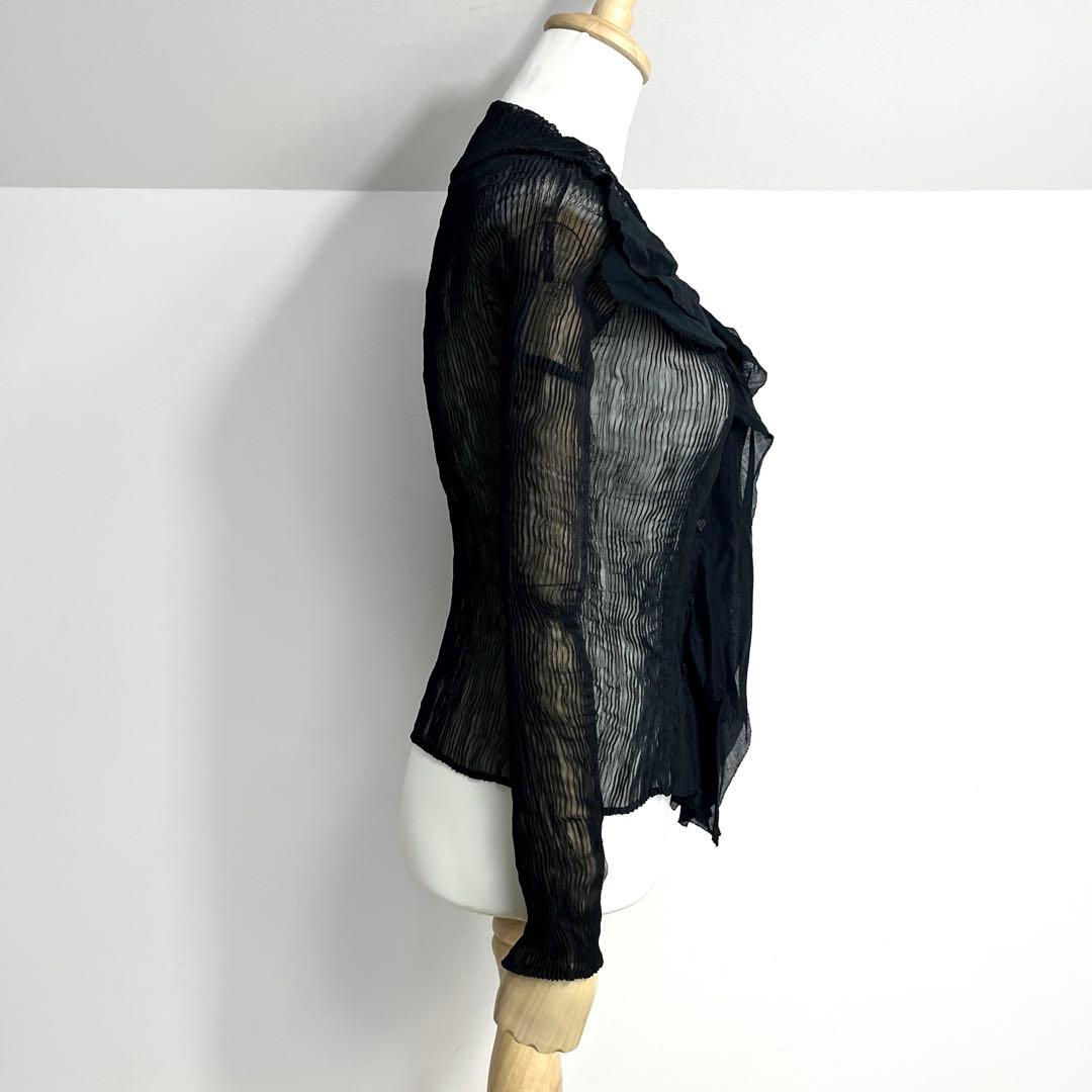 ISSEY MIYAKE フリル　変形プリーツカーディガン　ブラック　黒
