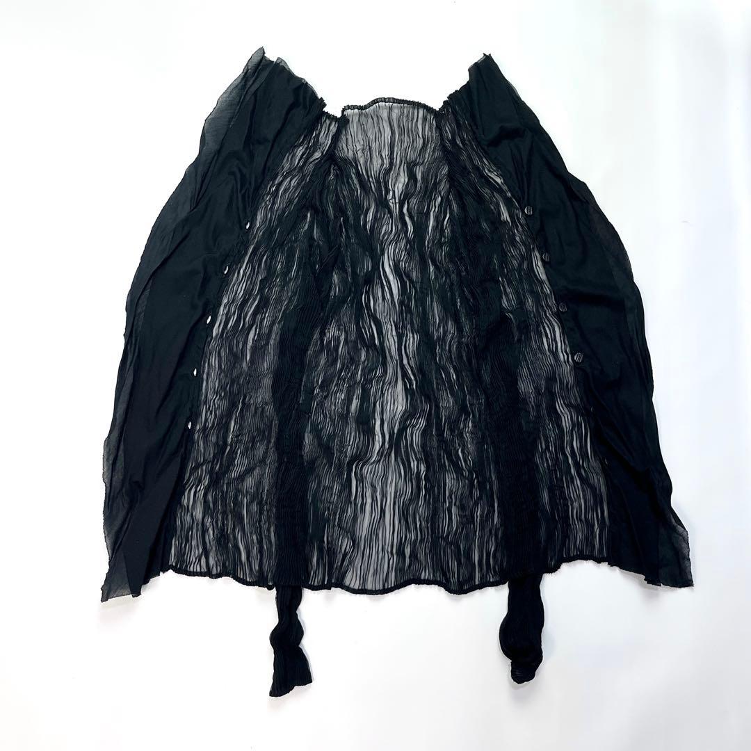 ISSEY MIYAKE フリル　変形プリーツカーディガン　ブラック　黒