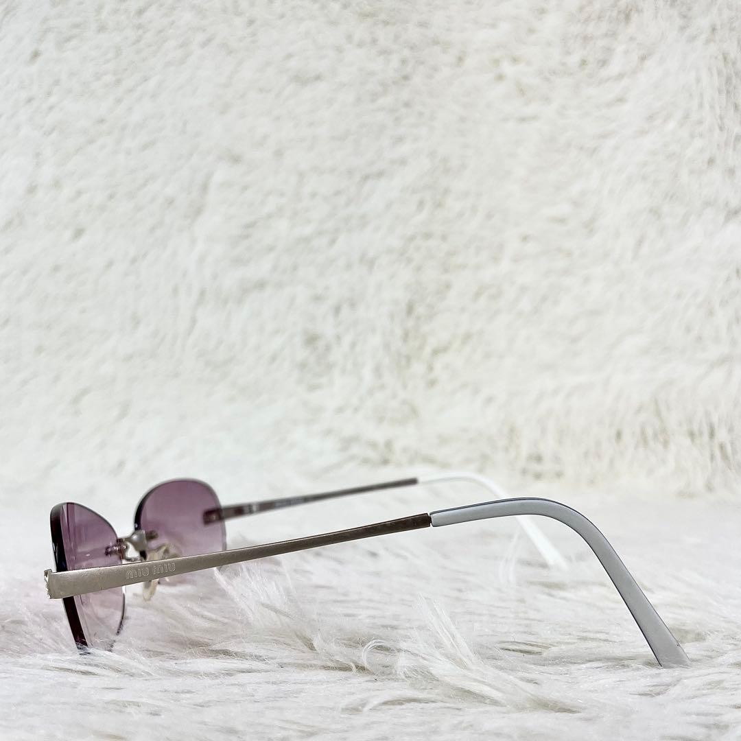 美品　miu miu　サングラス　SMU63G　パープルレンズ　シルバーテンプル