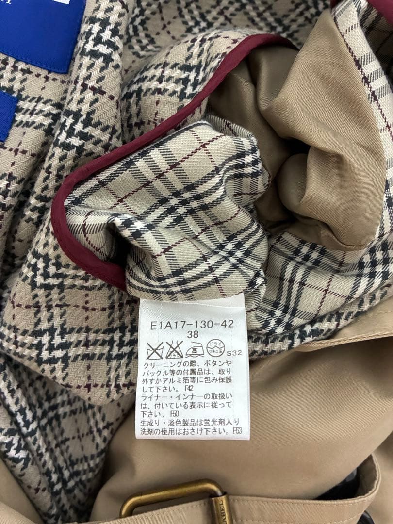 バーバリー ブルーレーベル トレンチコート ライナー 38