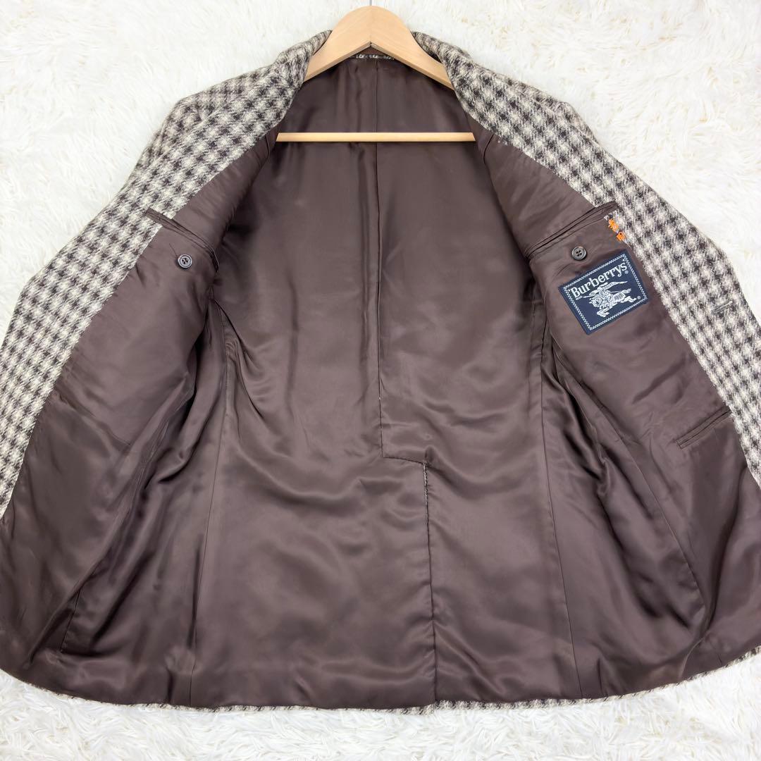美品　バーバリーズ　ツイード　千鳥格子　テーラードジャケット　M　胡桃ボタン