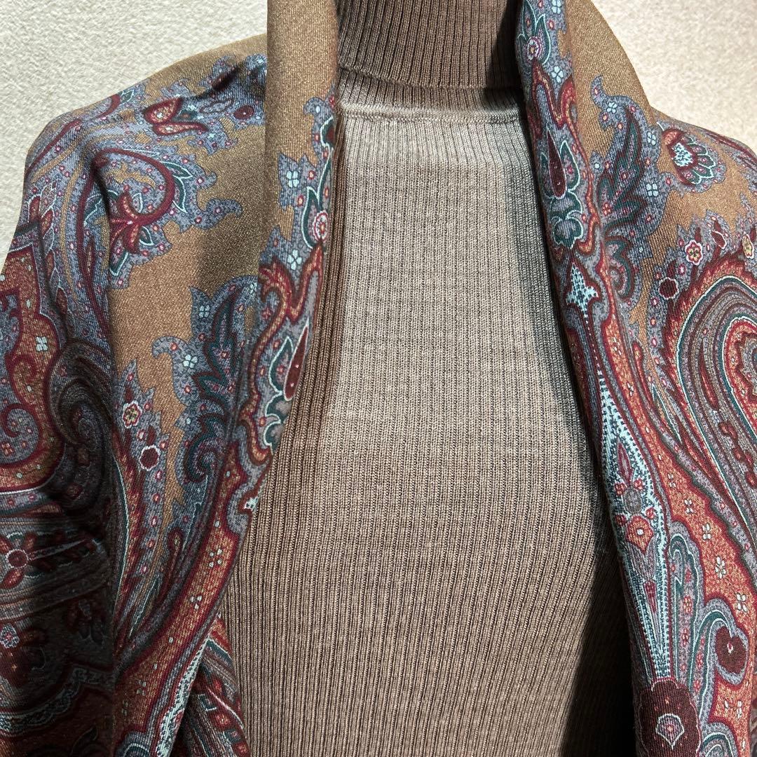 エトロ、シルクウールの大判ストール、正方形、美品