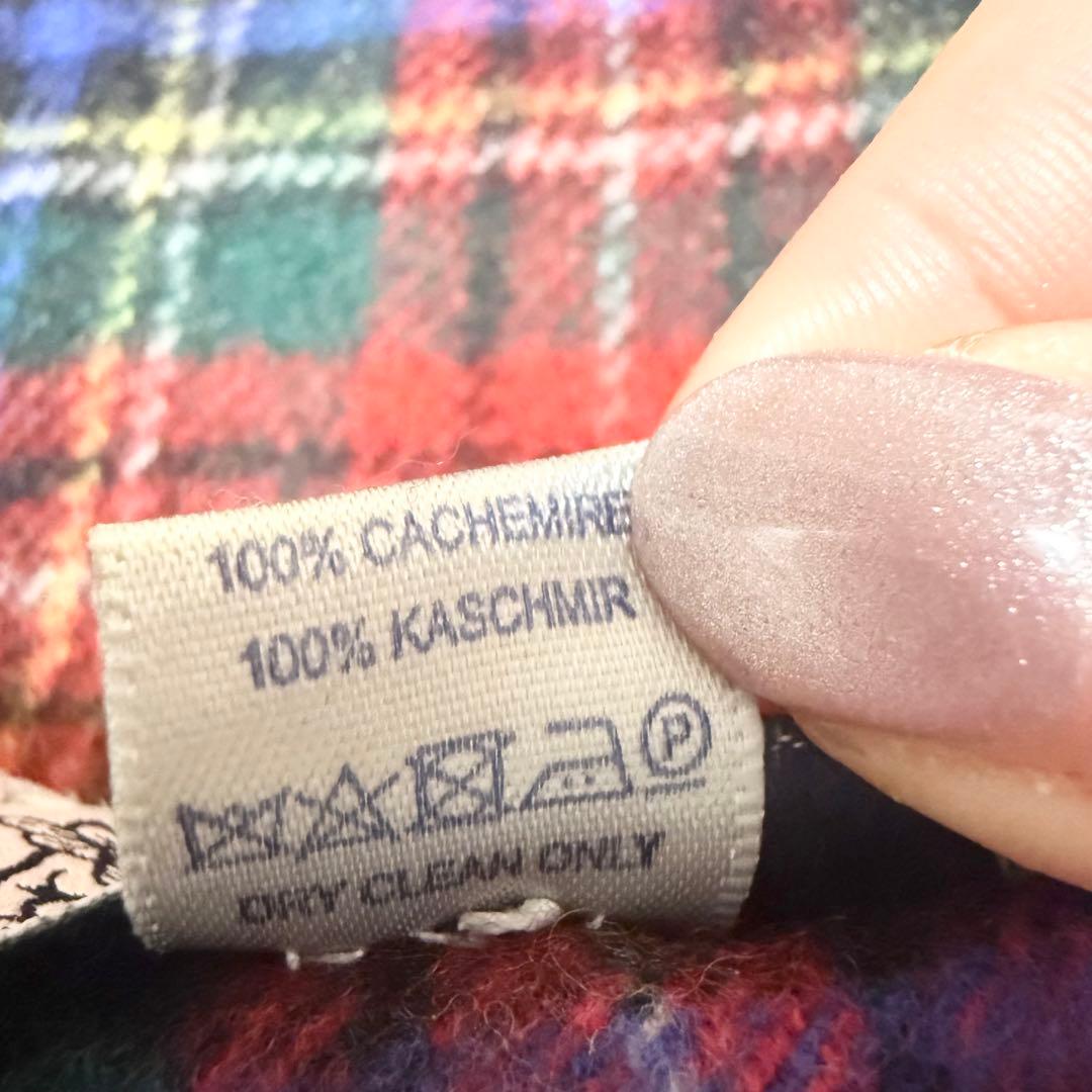 カシミヤ100%/美品✨ジョンストンズ　マフラー ストール チェック フリンジ