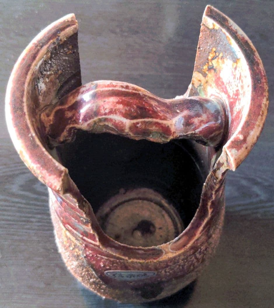 信楽焼 花瓶 高さ約20cm巾約10cm口元巾約9.7cm最上部巾約10.7cm