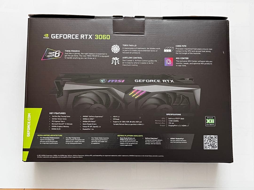 グラフィックボード・グラボ・ビデオカード MSI GEFORCE RTX 3060 GAMING X 12G