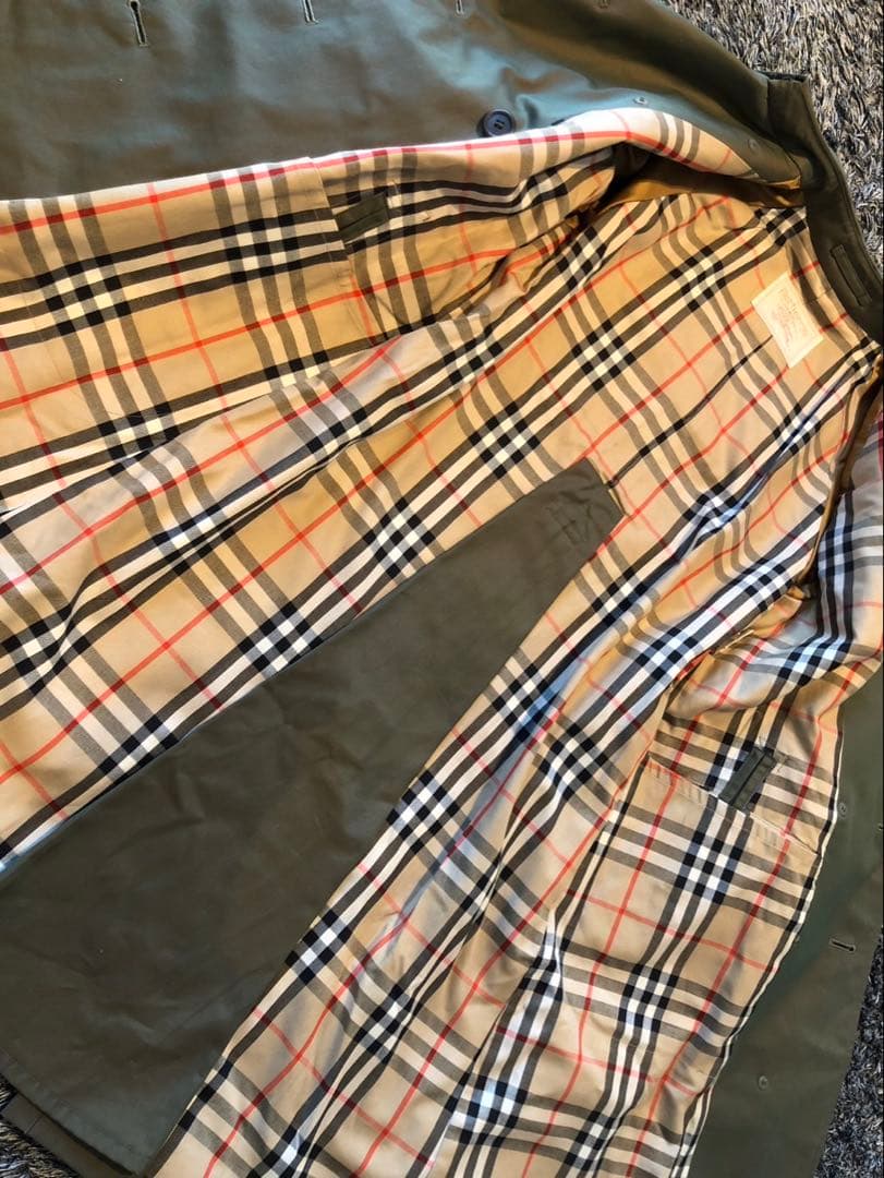 【美品】BURBERRYSバーバリー トレンチコート　オリーブ色 ノバチェック