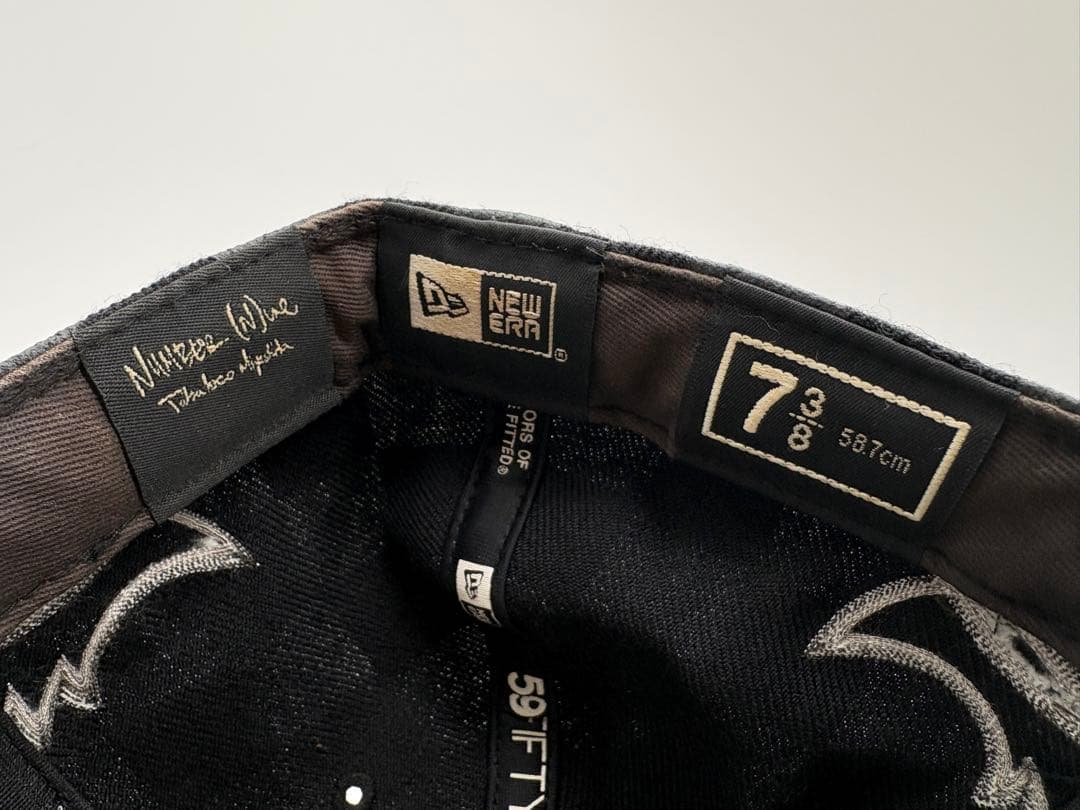NUMBER (N)INE×NEW ERA キャップ08AWブラック7 3/8