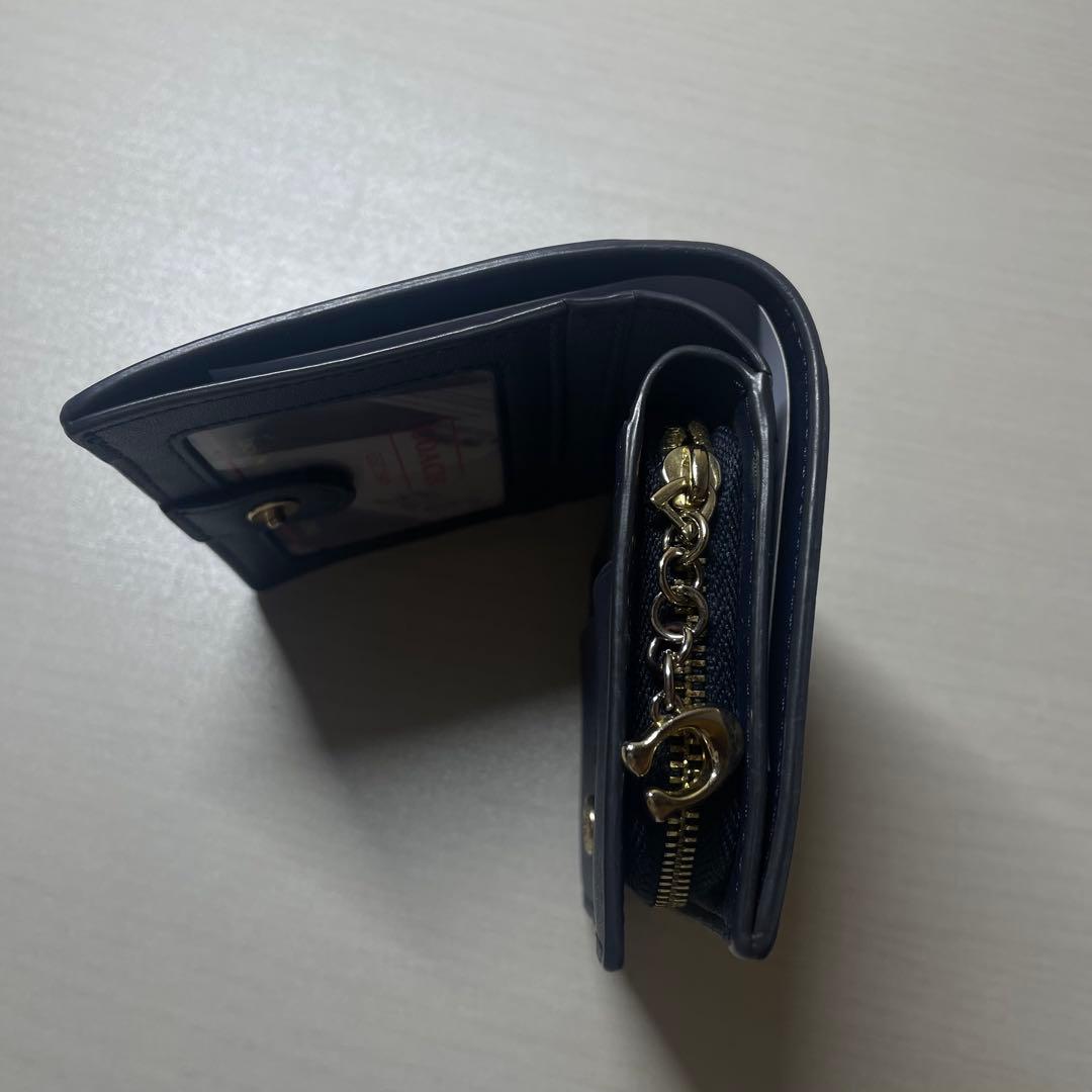 フォロー割ただしCOACH 二つ折り財布 デニムブルー ロゴ入り