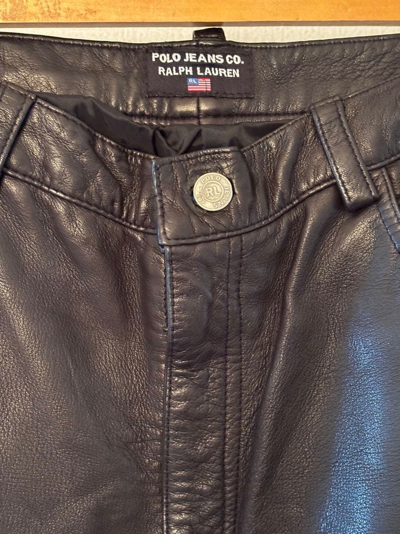 Polo Jeans Co. ブラックレザーパンツ