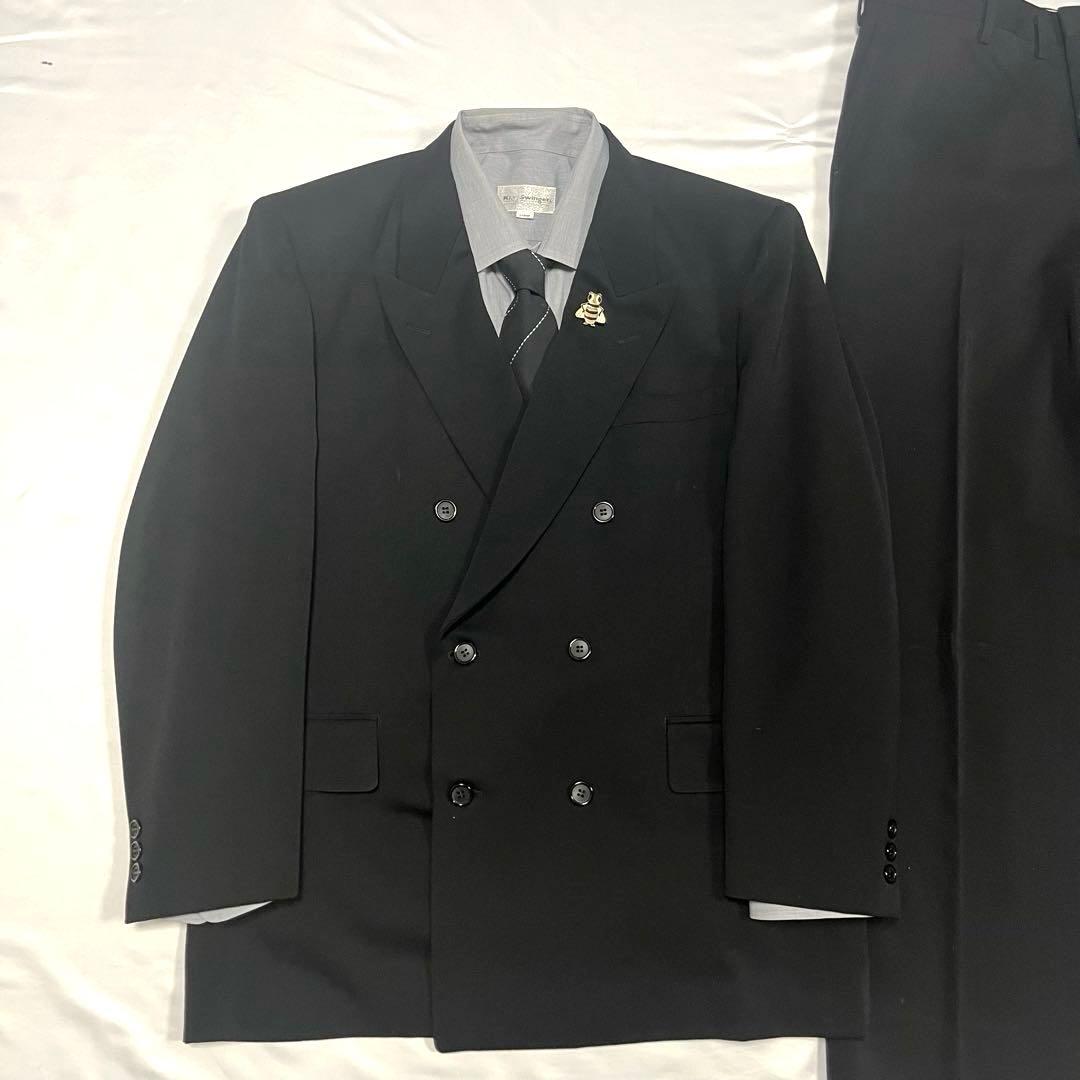 【vintage】90s セットアップ　スーツ　ダブル　ブラック　ピンズ
