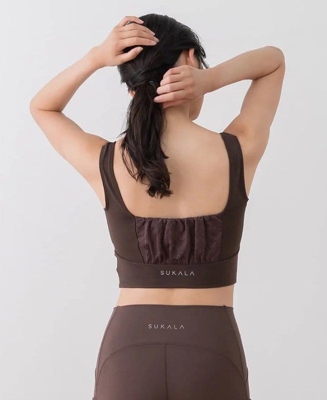 【新品】SUKALA フラワーレースブラトップ ブラウン M