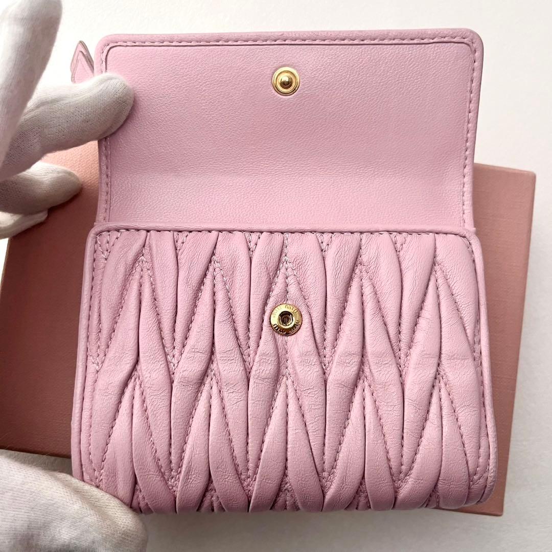 現行 miu miu ミュウミュウ マテラッセ 三つ折り財布 0203-③