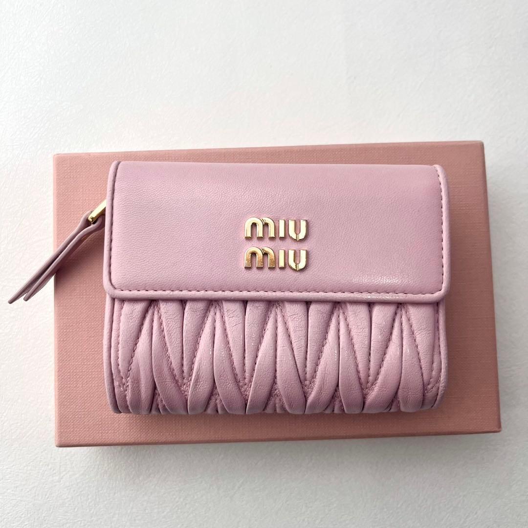 現行 miu miu ミュウミュウ マテラッセ 三つ折り財布 0203-③