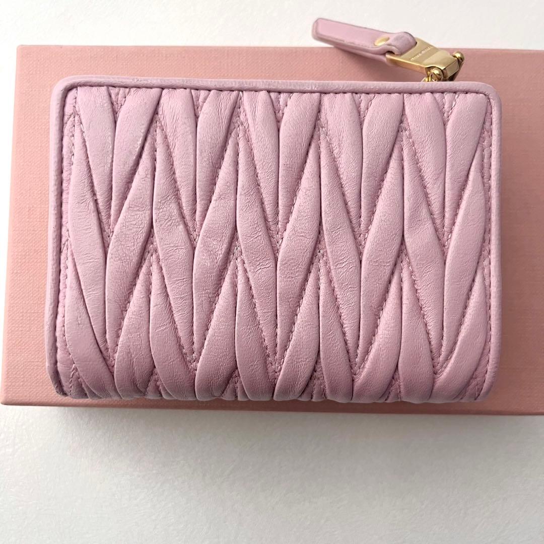 現行 miu miu ミュウミュウ マテラッセ 三つ折り財布 0203-③
