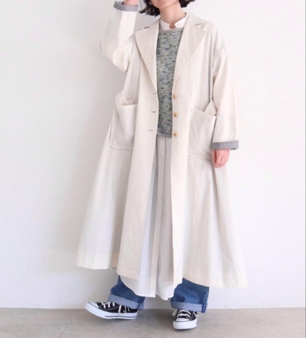 l'atelier du savon 高密度ツイル ギンガム裏地 ロングコート