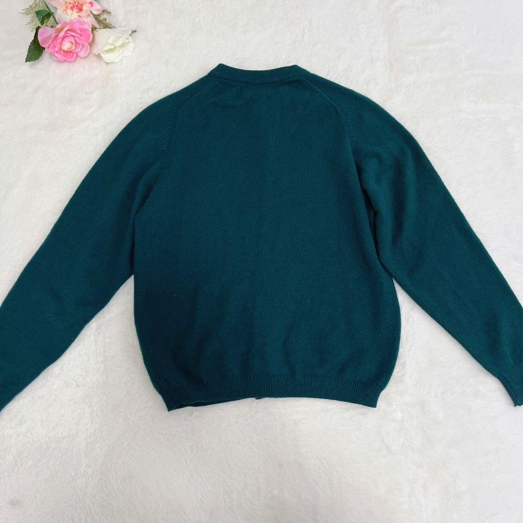 美品 バランタイン スコットランド製 カシミヤ100% カーディガン 緑