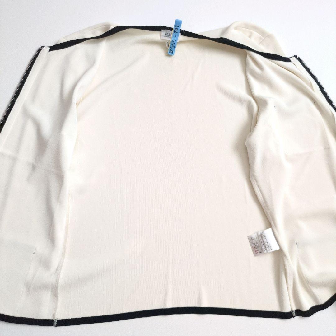 FOXEY フォクシーブティック カーディガン ジップアップ ロゴワッペン L