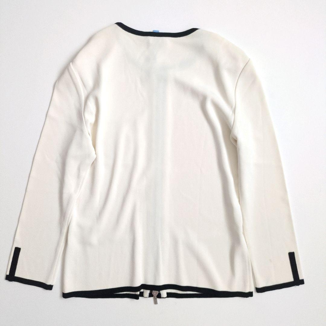FOXEY フォクシーブティック カーディガン ジップアップ ロゴワッペン L