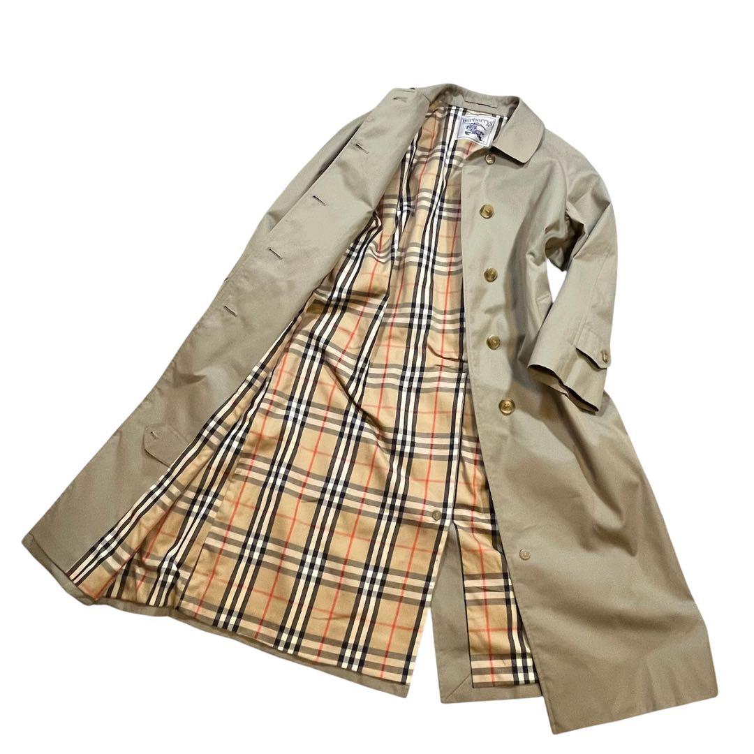 極美品 80～90s バーバリー ステンカラーコート レディース 白タグ