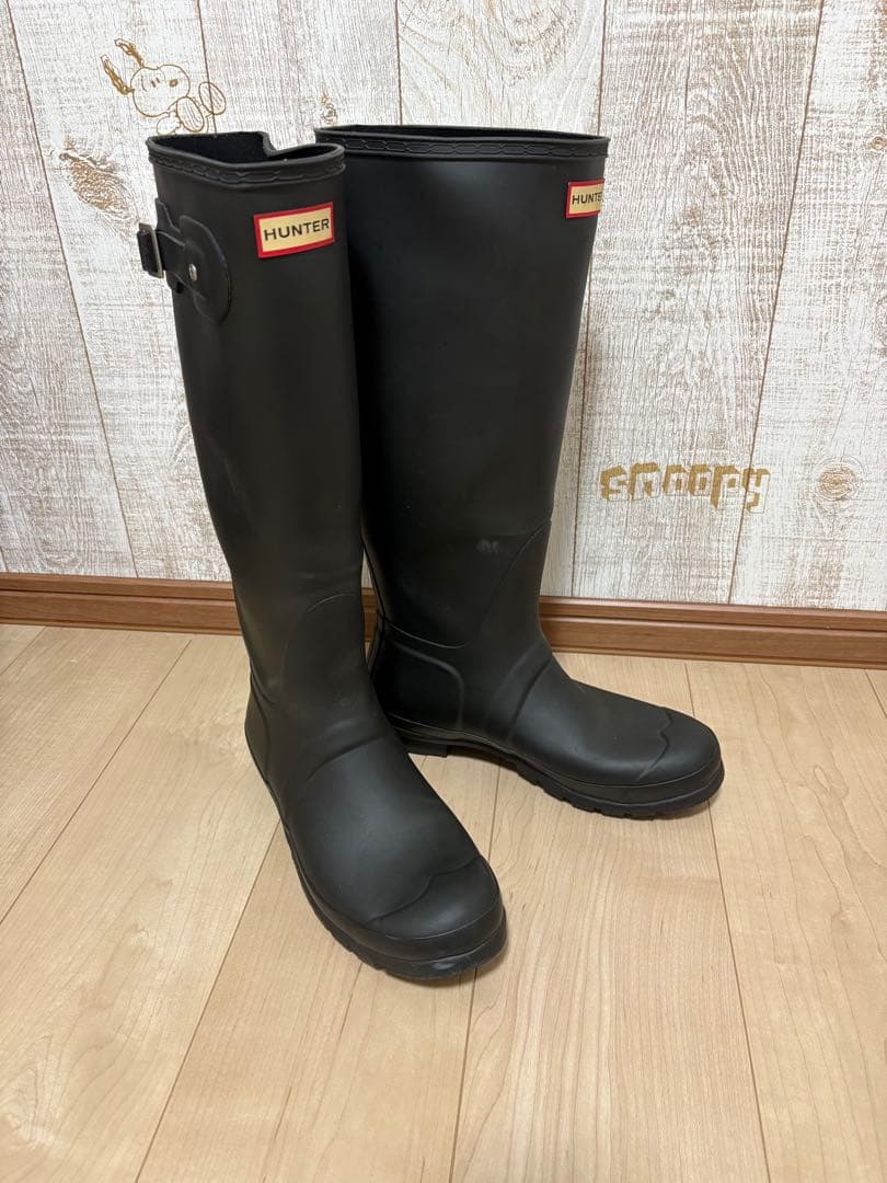 25.5〜26㎝★美品HUNTERレインブーツUK7 ハンターブーツ 長靴 黒