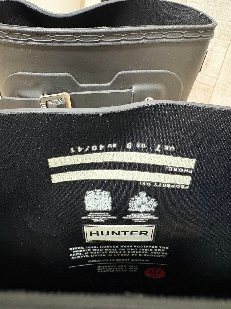 25.5〜26㎝★美品HUNTERレインブーツUK7 ハンターブーツ 長靴 黒