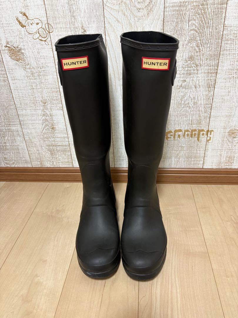 25.5〜26㎝★美品HUNTERレインブーツUK7 ハンターブーツ 長靴 黒