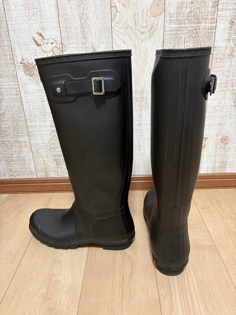 25.5〜26㎝★美品HUNTERレインブーツUK7 ハンターブーツ 長靴 黒