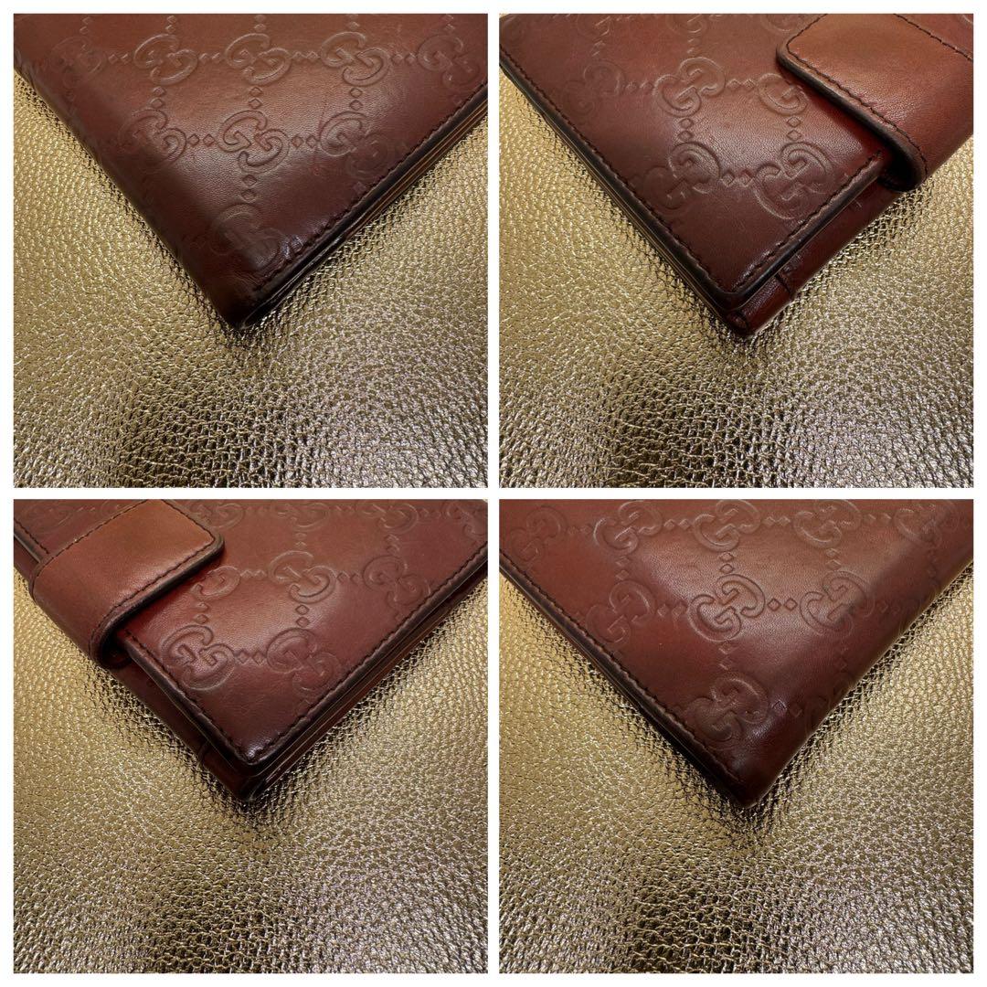 GUCCI ヴィンテージ 三つ折り財布 ハート金具 GG型押し ブラウン