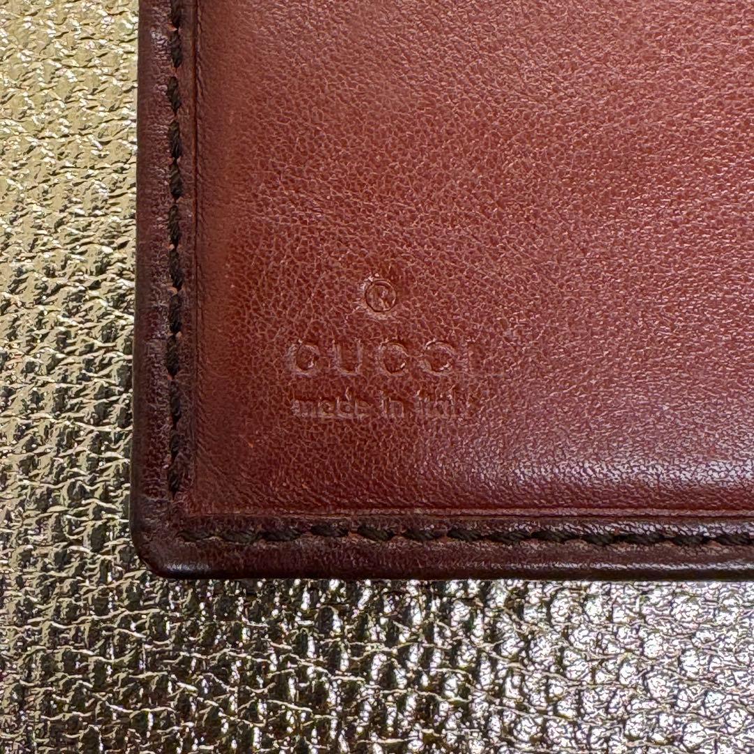 GUCCI ヴィンテージ 三つ折り財布 ハート金具 GG型押し ブラウン