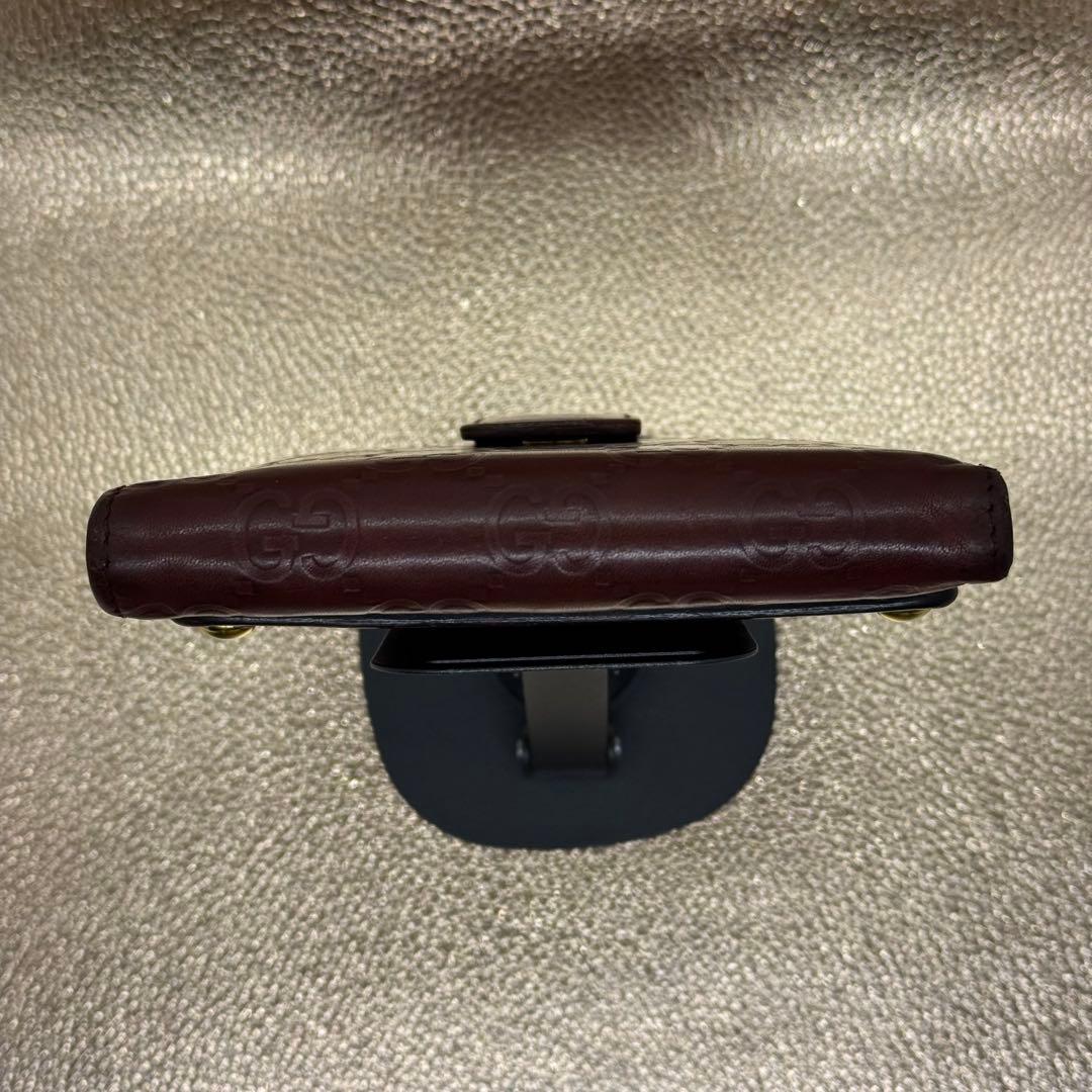 GUCCI ヴィンテージ 三つ折り財布 ハート金具 GG型押し ブラウン