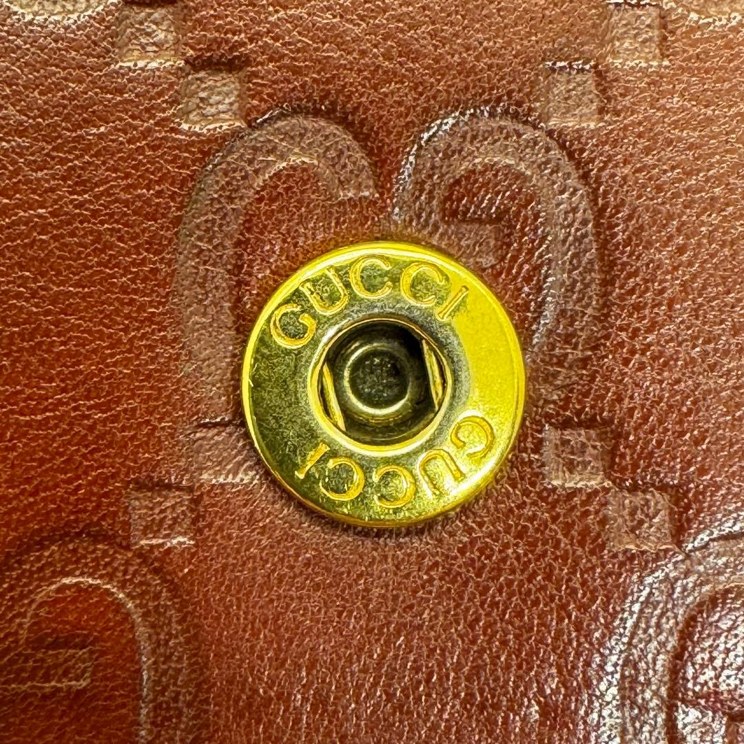 GUCCI ヴィンテージ 三つ折り財布 ハート金具 GG型押し ブラウン