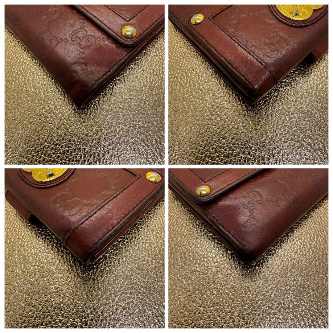 GUCCI ヴィンテージ 三つ折り財布 ハート金具 GG型押し ブラウン